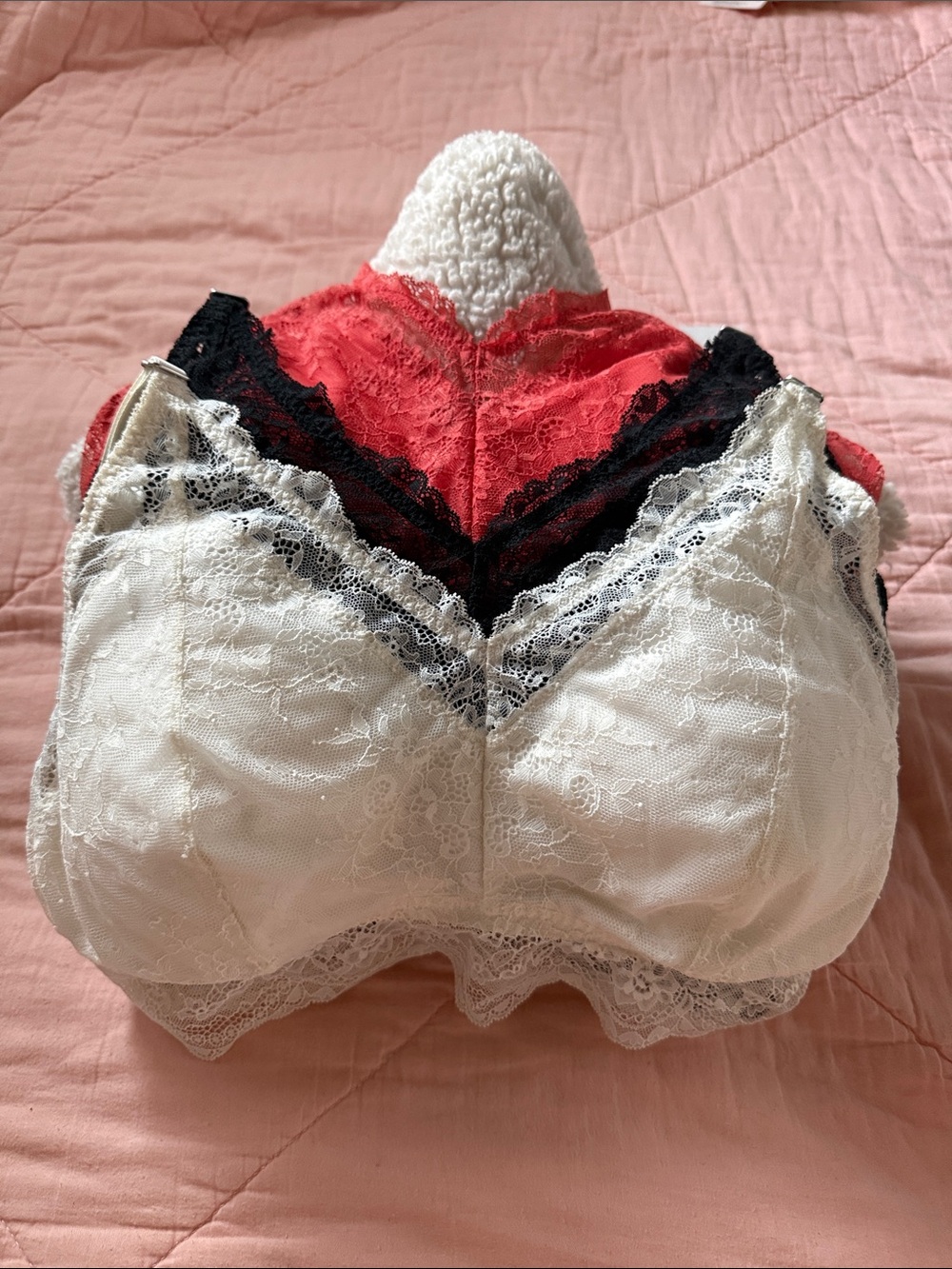 Lace Bralettes Trio (3)  - Gilly Hicks Curvy White, Black & Orange
